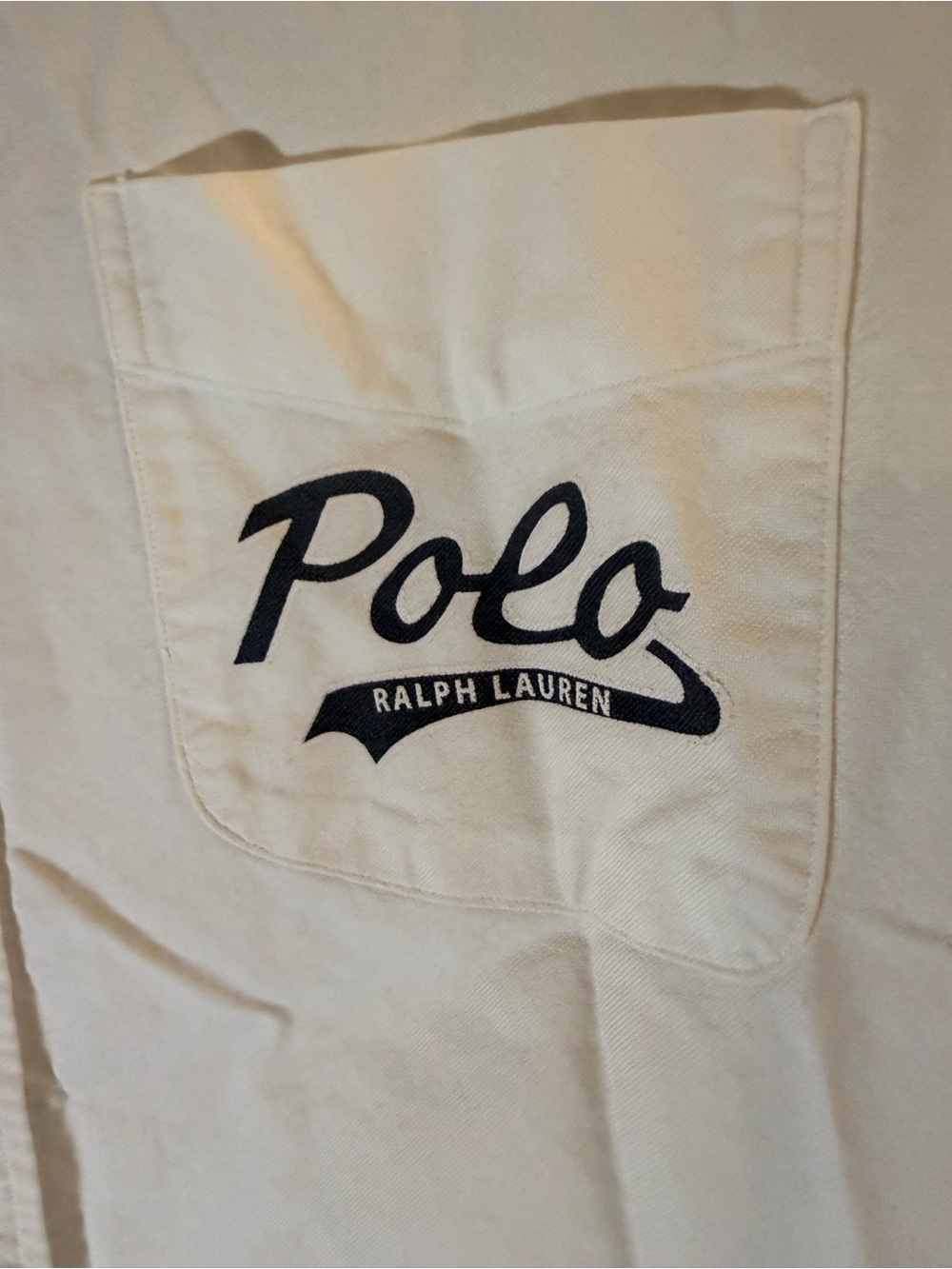 Polo Ralph Lauren White Long-Sleeve Button-Down with Polo Pocket Logo Lg - Picture 4 of 6